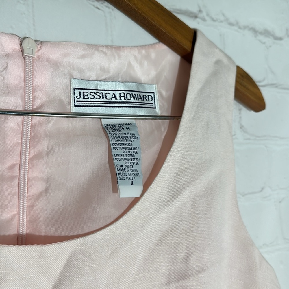 🌼 JESSICA HOWARD LINEN BLENDED PINK 2PIECE DRESS. SIZE 8 - Picture 2 of 12